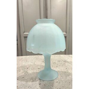 Vintage Light Blue Frosted Satin Fairy Light With Scalloped Edge Glass Shade